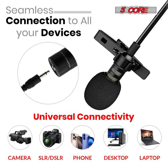 5 CORE Premium Lavalier Microphone Lapel Clip-on Mini Wired Omnidirectional Cond - Picture 10 of 15